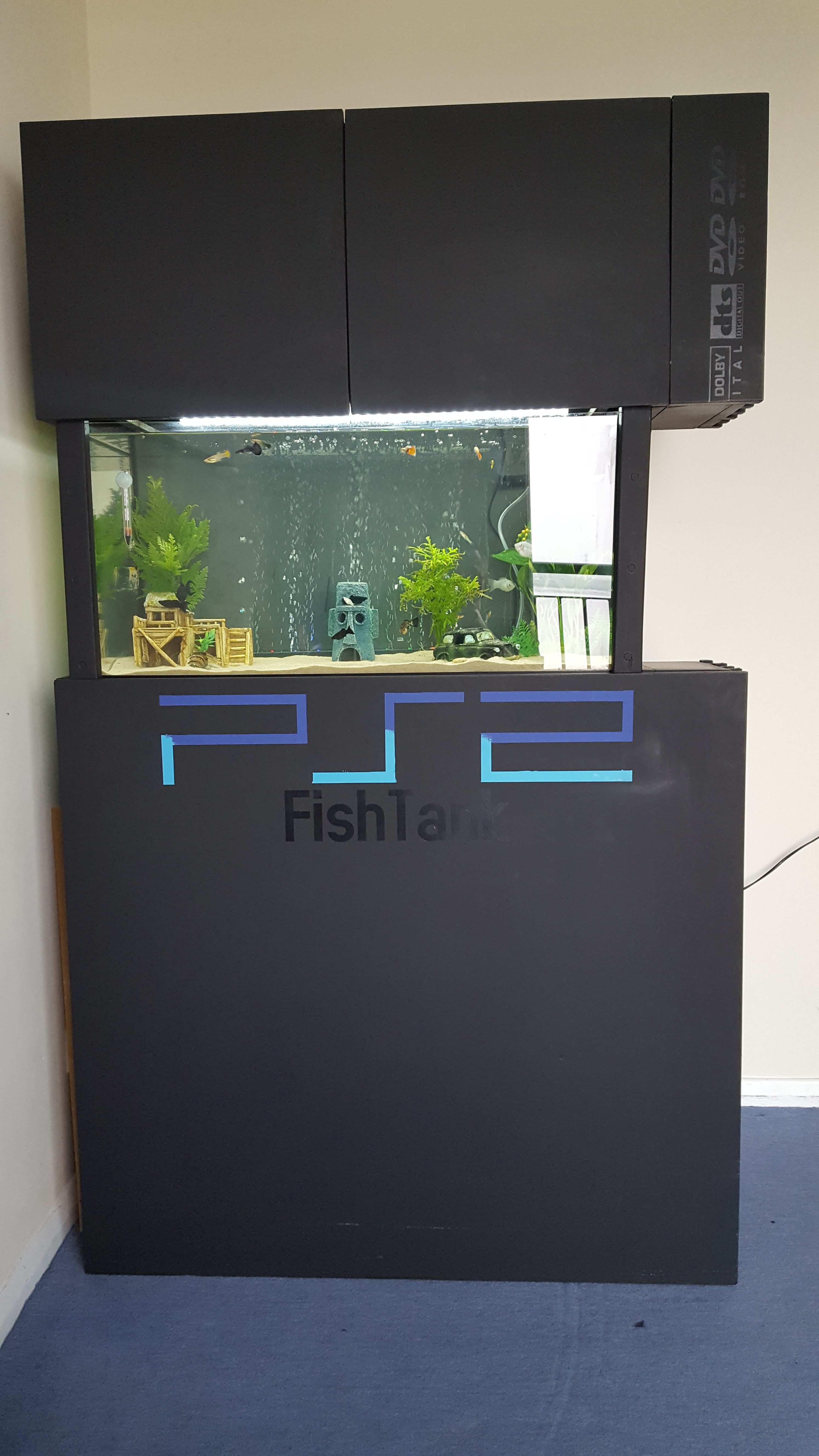 PlayStation 2 inspired aquarium cabinet