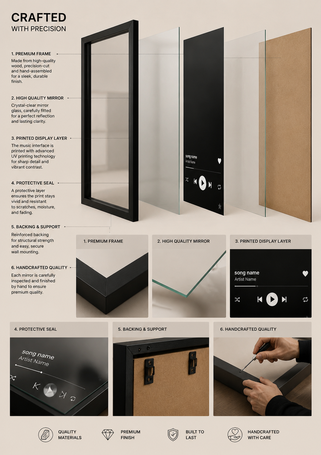 Spotify mirror crafted with precision